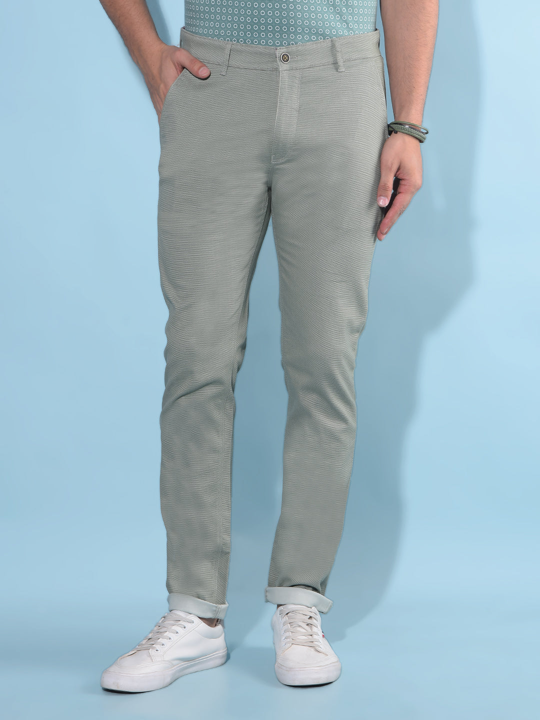 Green Stretchable Trousers-Men Trousers-Crimsoune Club