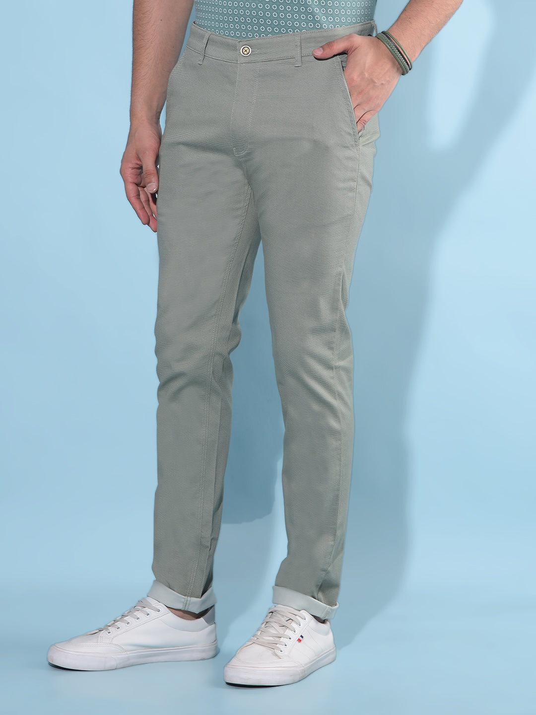 Green Stretchable Trousers-Men Trousers-Crimsoune Club