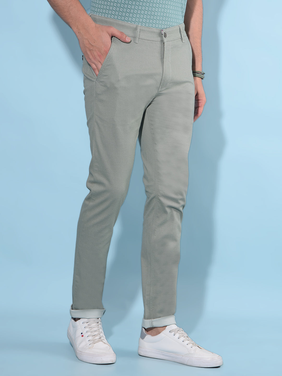 Green Stretchable Trousers-Men Trousers-Crimsoune Club