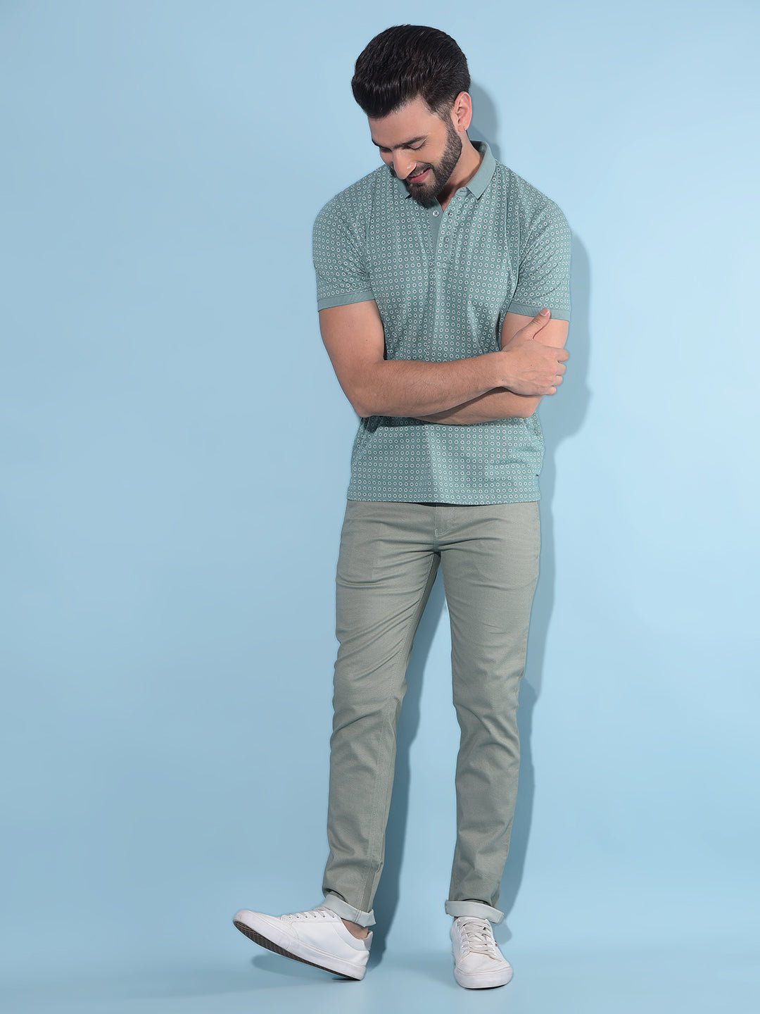 Green Stretchable Trousers-Men Trousers-Crimsoune Club