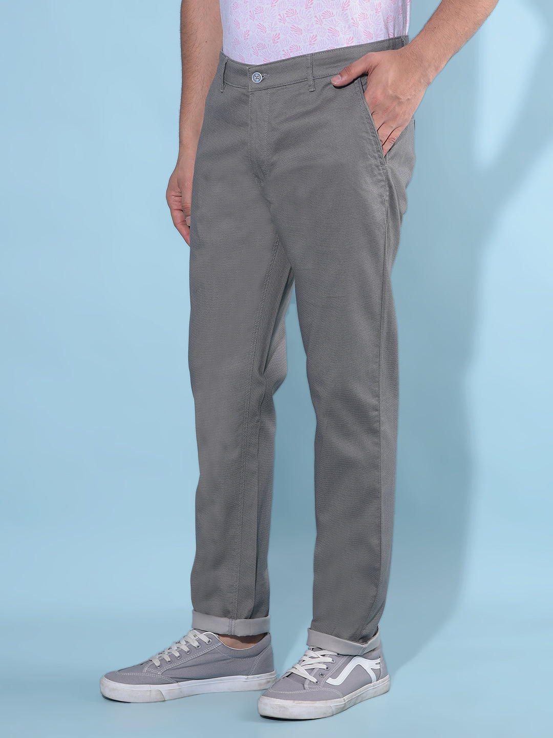 Grey Stretchable Trousers-Men Trousers-Crimsoune Club