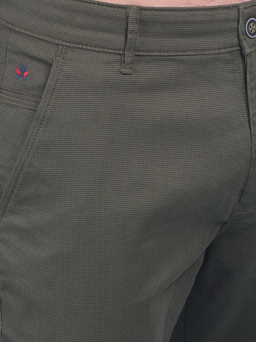 Olive Stretchable Trousers-Men Trousers-Crimsoune Club