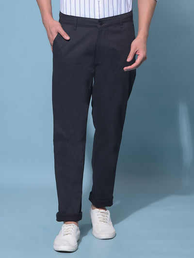 Black Stretchable Cotton Trousers-Men Trousers-Crimsoune Club