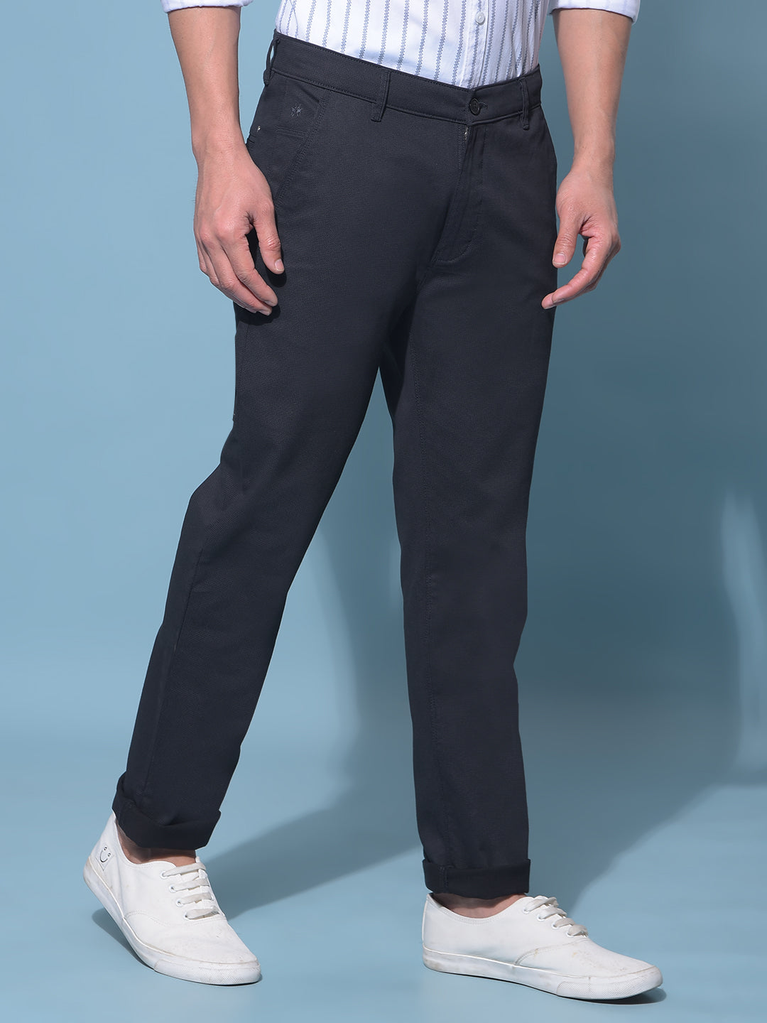 Black Stretchable Cotton Trousers-Men Trousers-Crimsoune Club