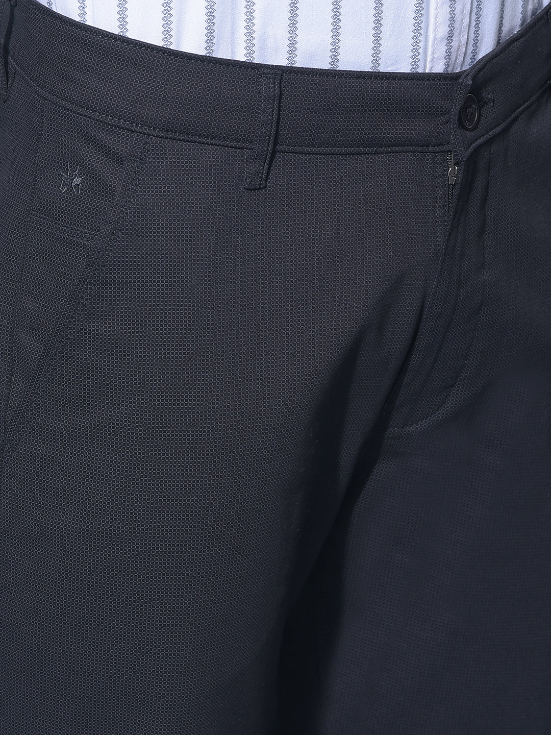 Black Stretchable Cotton Trousers-Men Trousers-Crimsoune Club