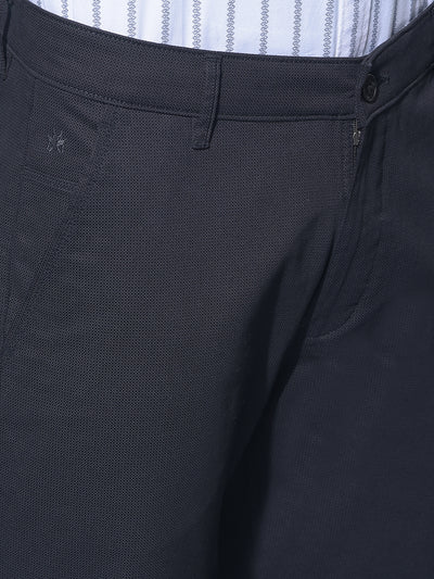 Black Stretchable Cotton Trousers-Men Trousers-Crimsoune Club