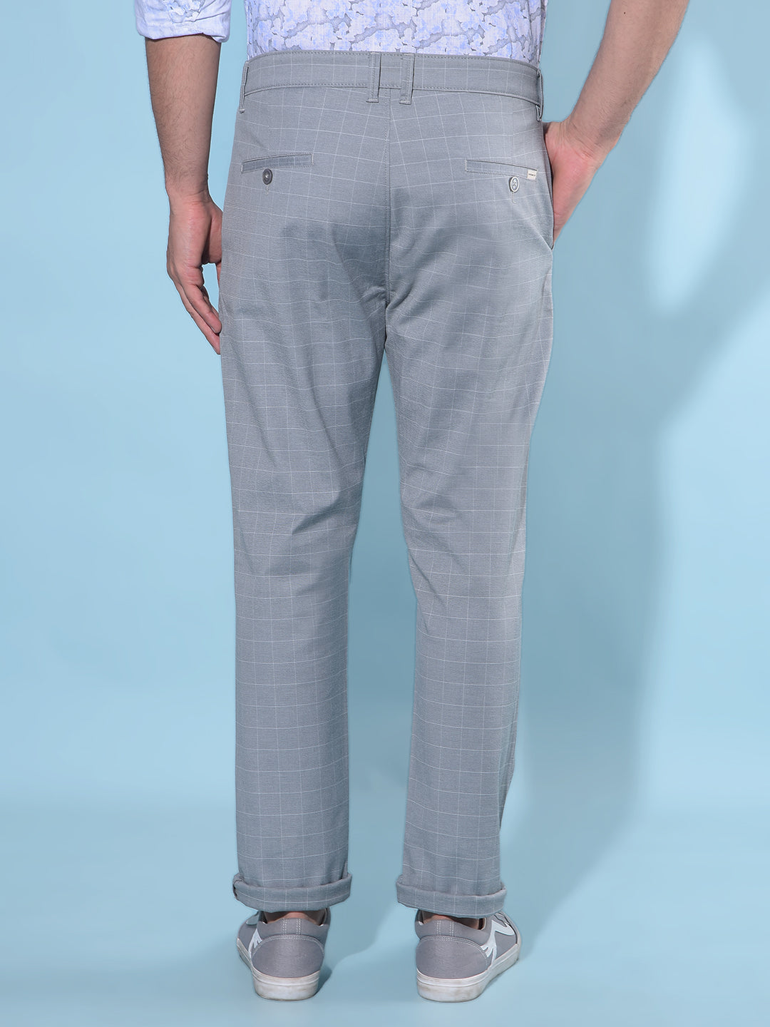 Blue Checked Trousers-Men Trousers-Crimsoune Club