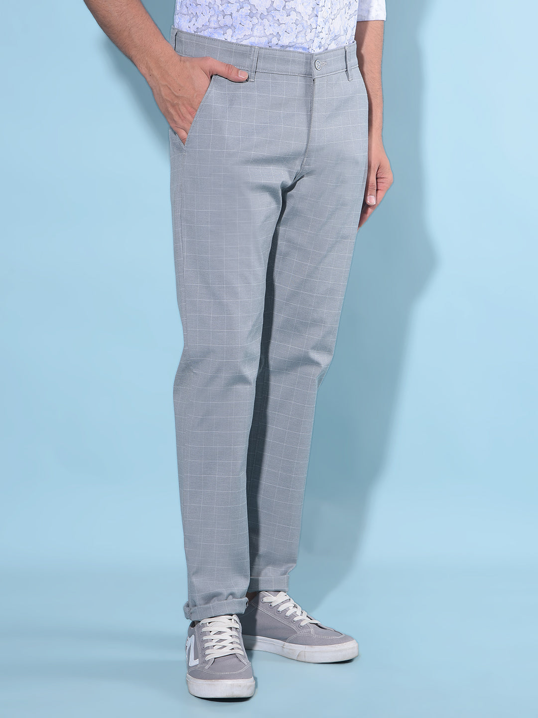 Blue Checked Trousers-Men Trousers-Crimsoune Club