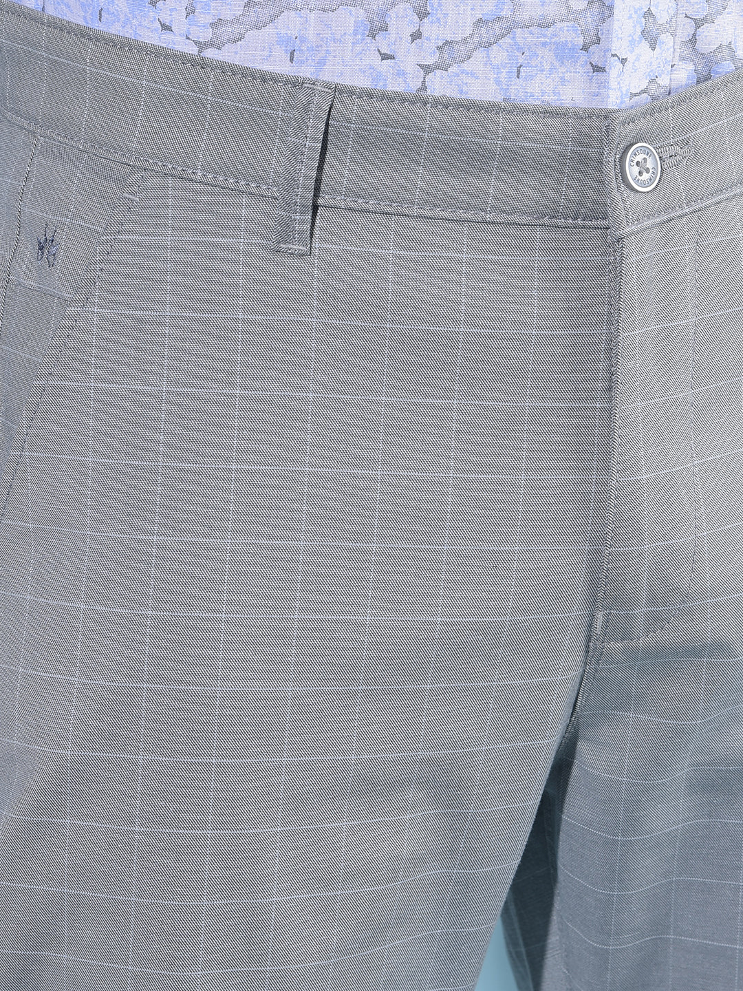 Blue Checked Trousers-Men Trousers-Crimsoune Club