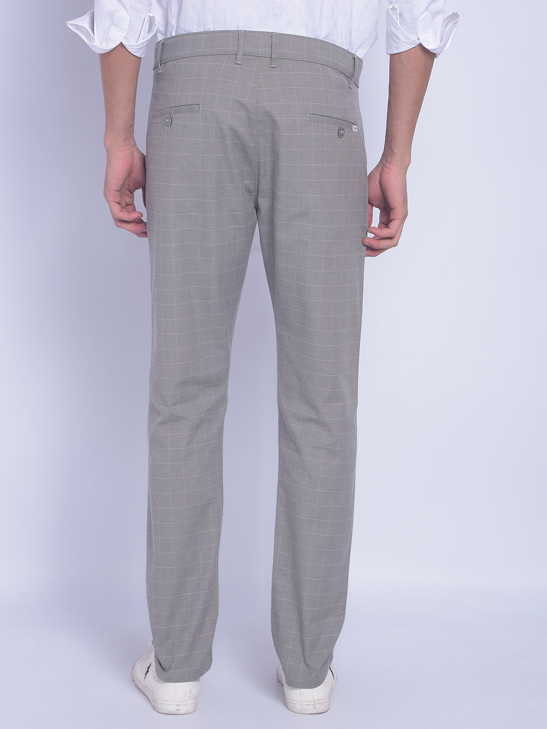 Grey Checked Trousers-Men Trousers-Crimsoune Club