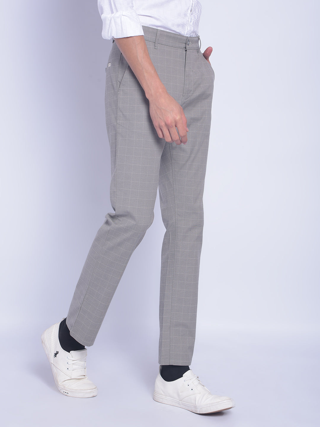 Grey Checked Trousers-Men Trousers-Crimsoune Club