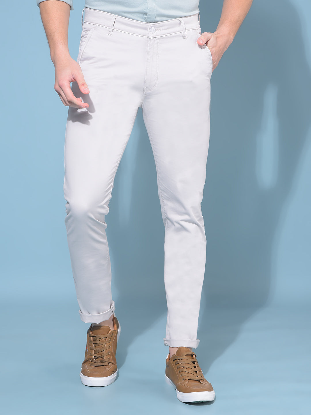 Beige Stretchable Trousers-Men Trousers-Crimsoune Club