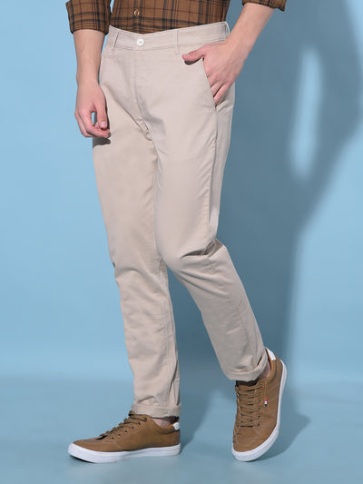 Beige Cotton Trousers-Men Trousers-Crimsoune Club