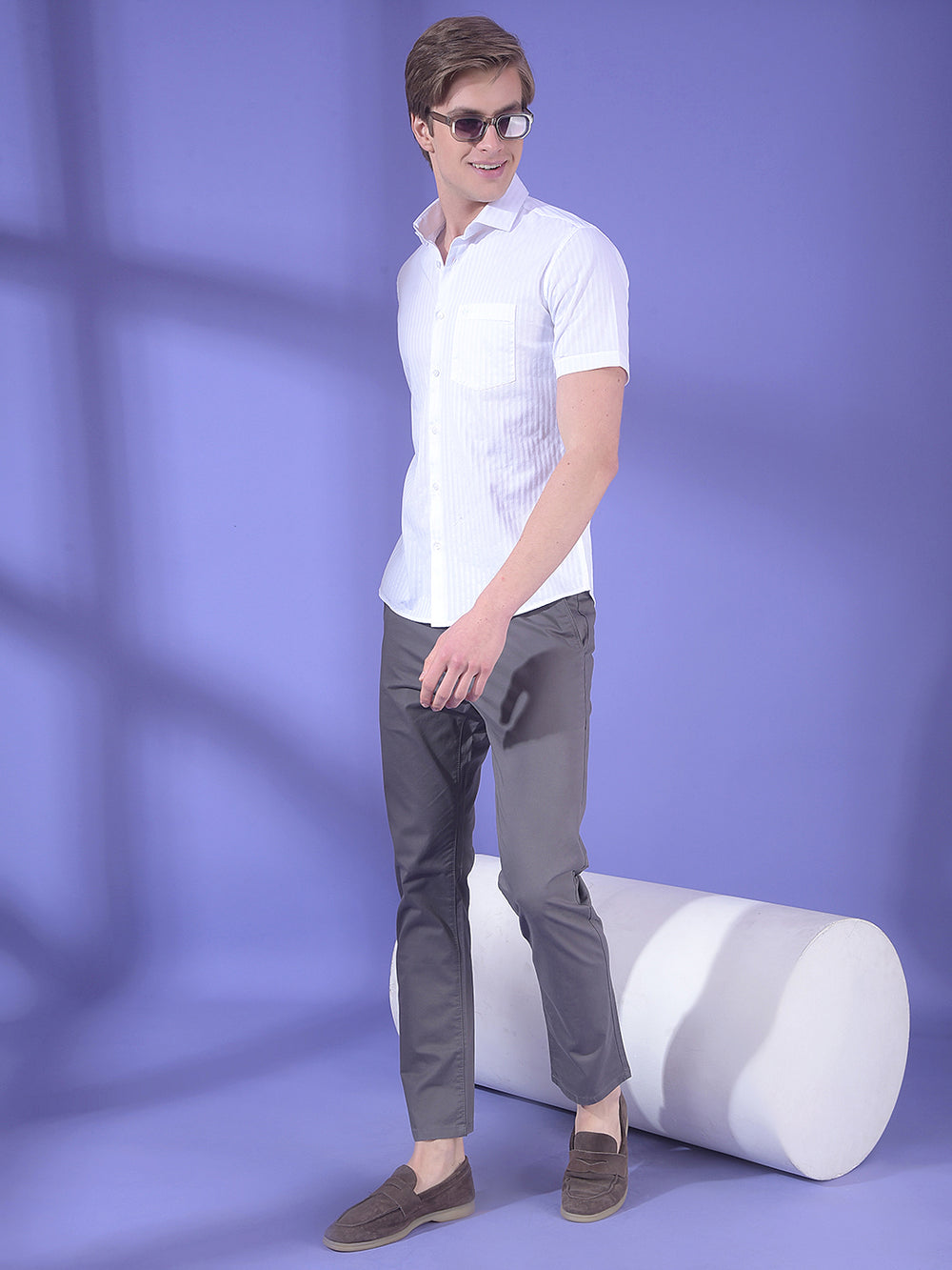 Grey Stretchable Cotton Trousers-Men Trousers-Crimsoune Club