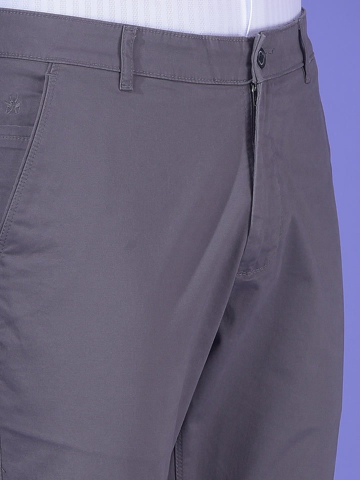 Grey Stretchable Cotton Trousers-Men Trousers-Crimsoune Club