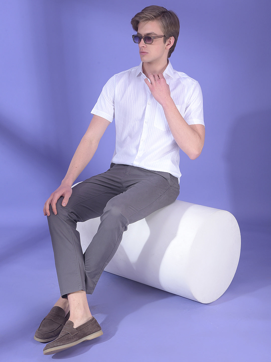 Grey Stretchable Cotton Trousers-Men Trousers-Crimsoune Club