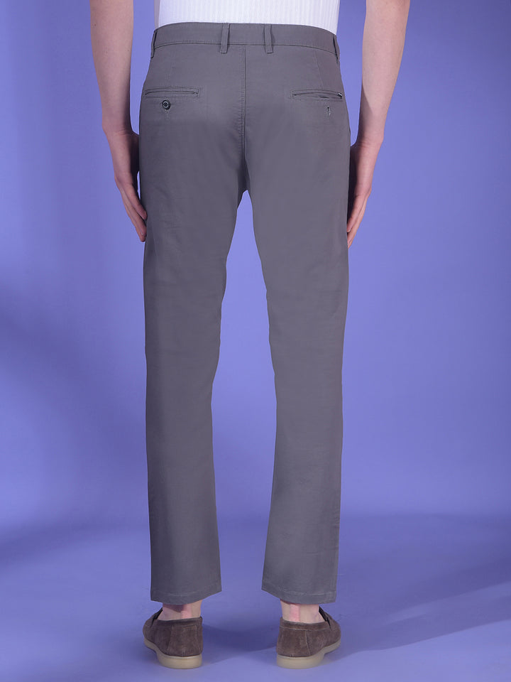 Grey Stretchable Cotton Trousers-Men Trousers-Crimsoune Club