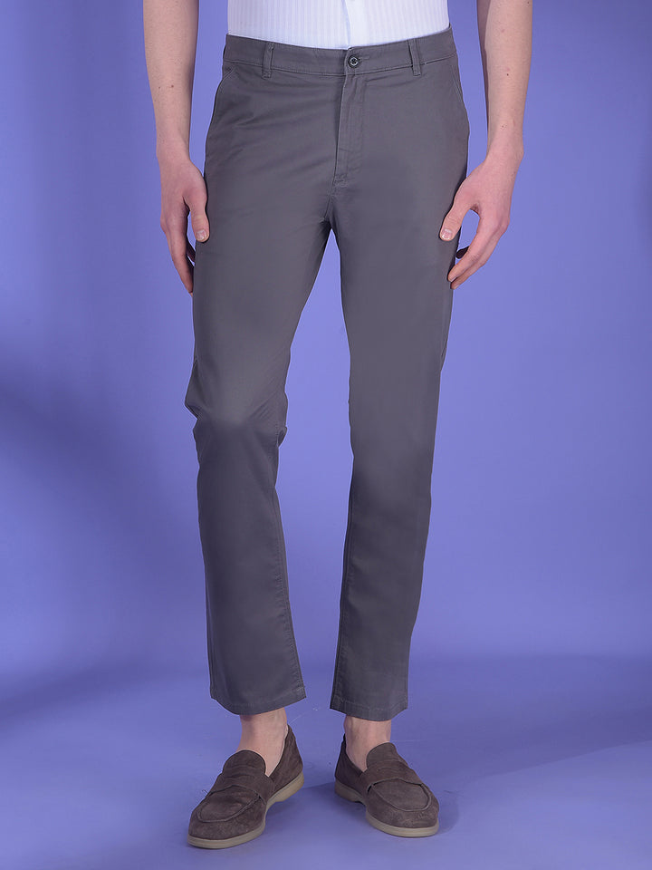 Grey Stretchable Cotton Trousers-Men Trousers-Crimsoune Club