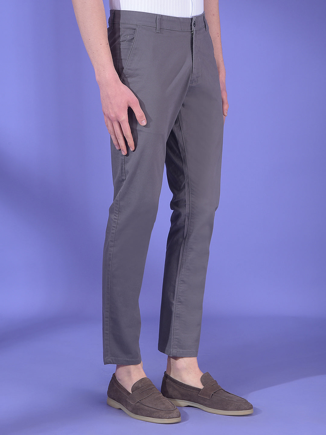 Grey Stretchable Cotton Trousers-Men Trousers-Crimsoune Club