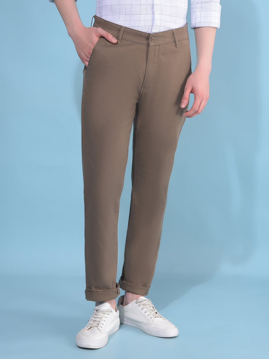 Olive Cotton Trousers-Men Trousers-Crimsoune Club