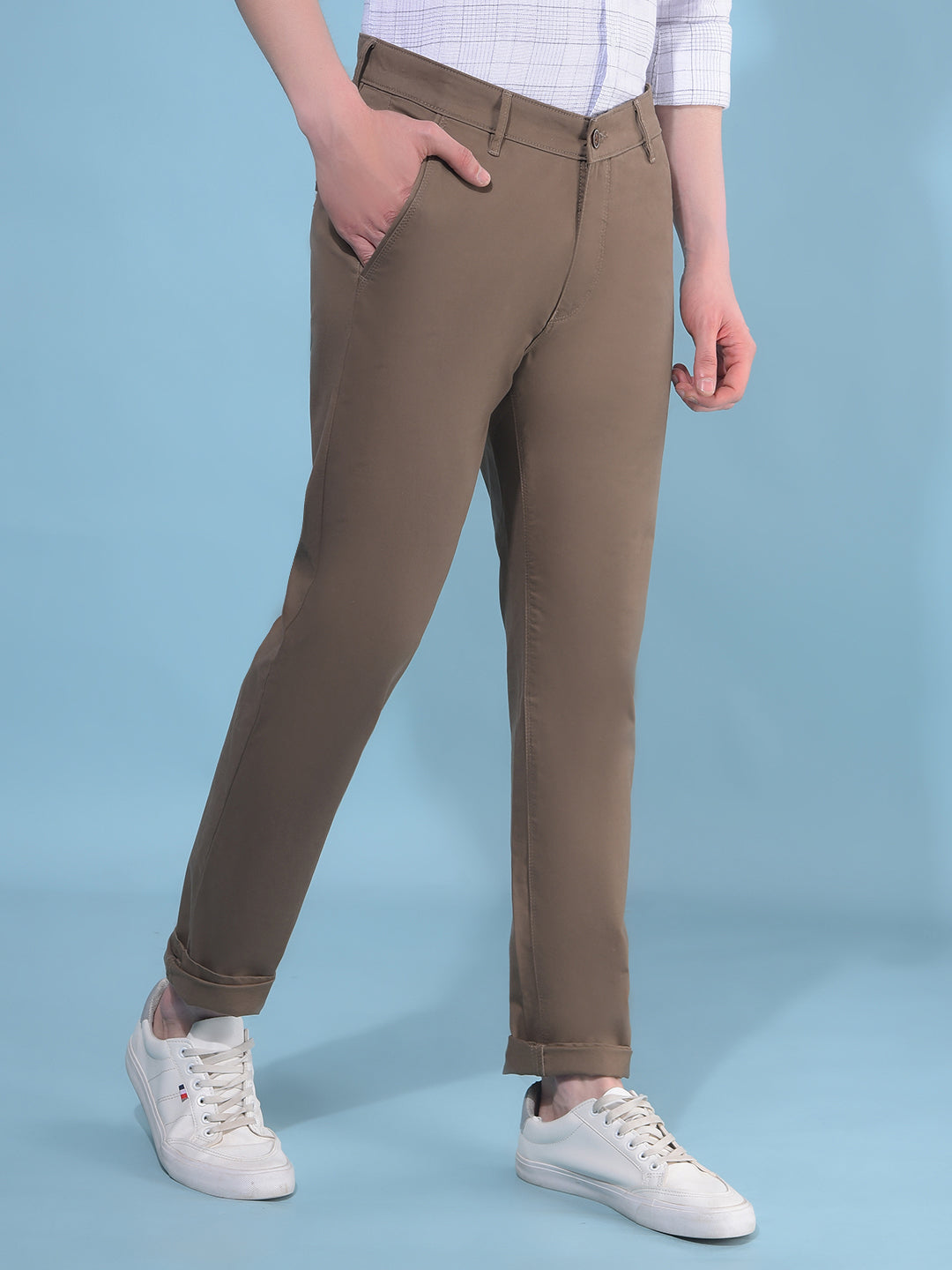 Olive Cotton Trousers-Men Trousers-Crimsoune Club