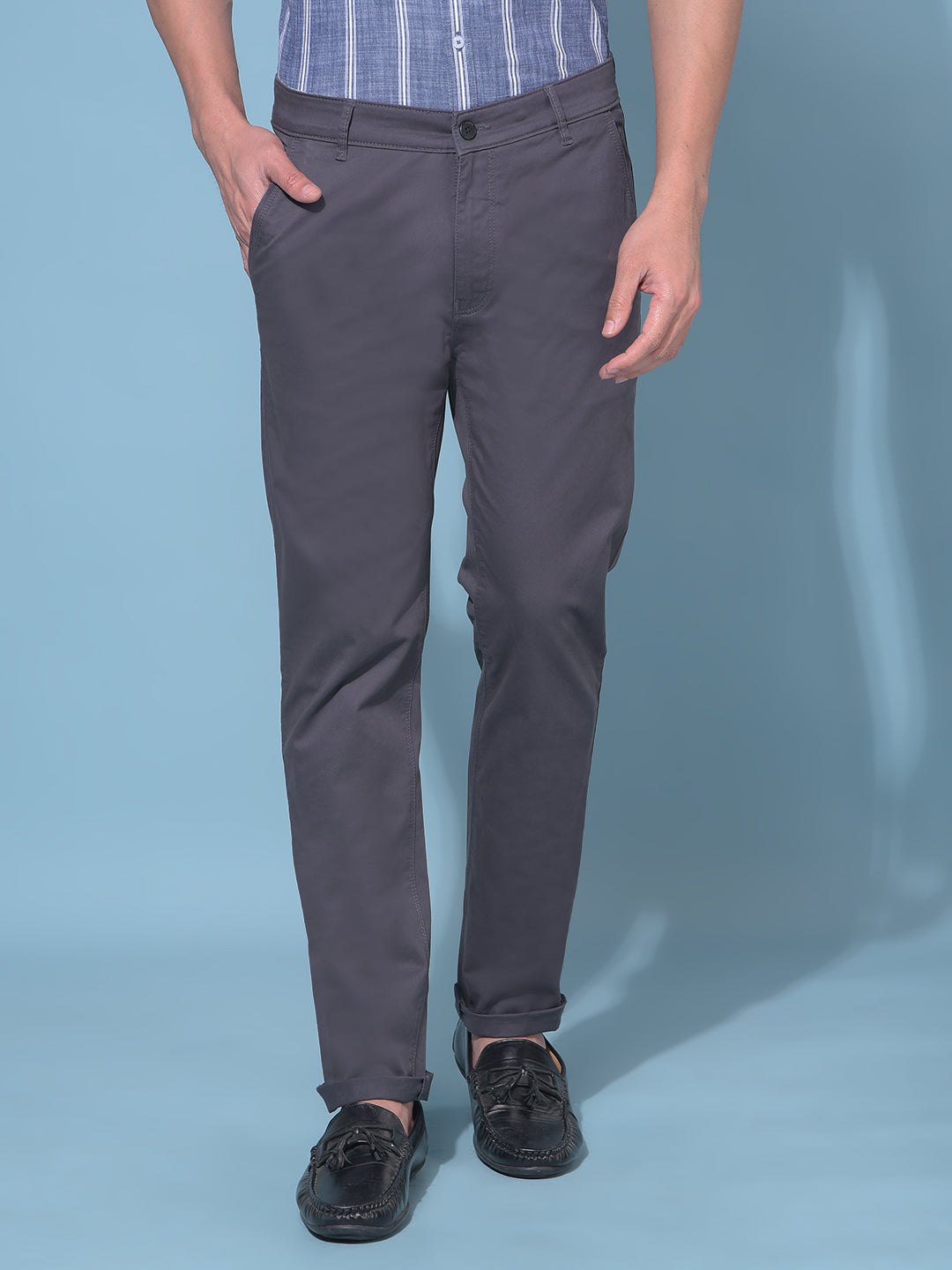 Grey Stretchable Trousers-Men Trousers-Crimsoune Club