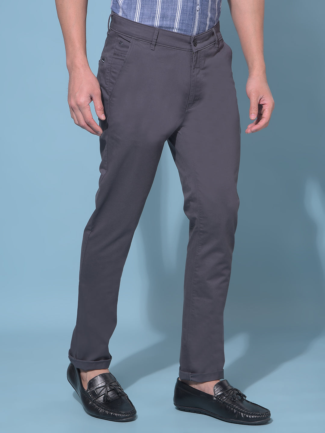 Grey Stretchable Trousers-Men Trousers-Crimsoune Club