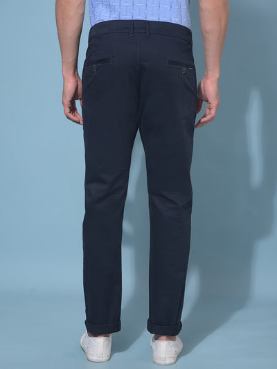 Navy Blue Stretchable Cotton Trousers-Men Trousers-Crimsoune Club