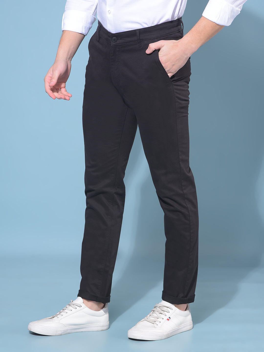 Black Stretchable Trousers-Men Trousers-Crimsoune Club