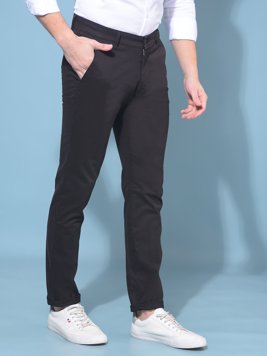 Black Stretchable Trousers-Men Trousers-Crimsoune Club