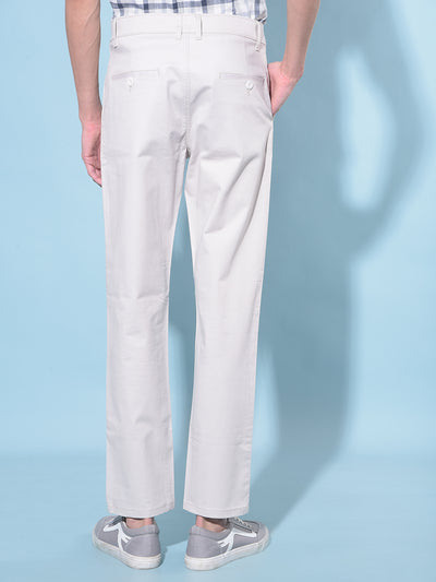 Beige Straight Stretchable Trousers-Men Trousers-Crimsoune Club