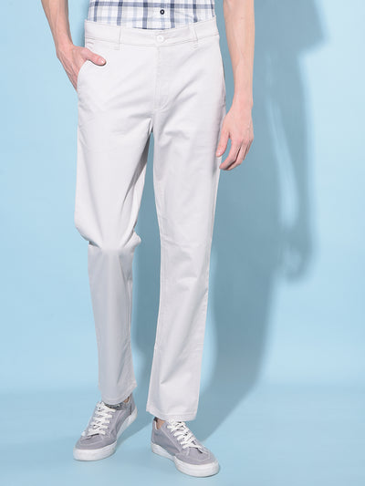 Beige Straight Stretchable Trousers-Men Trousers-Crimsoune Club