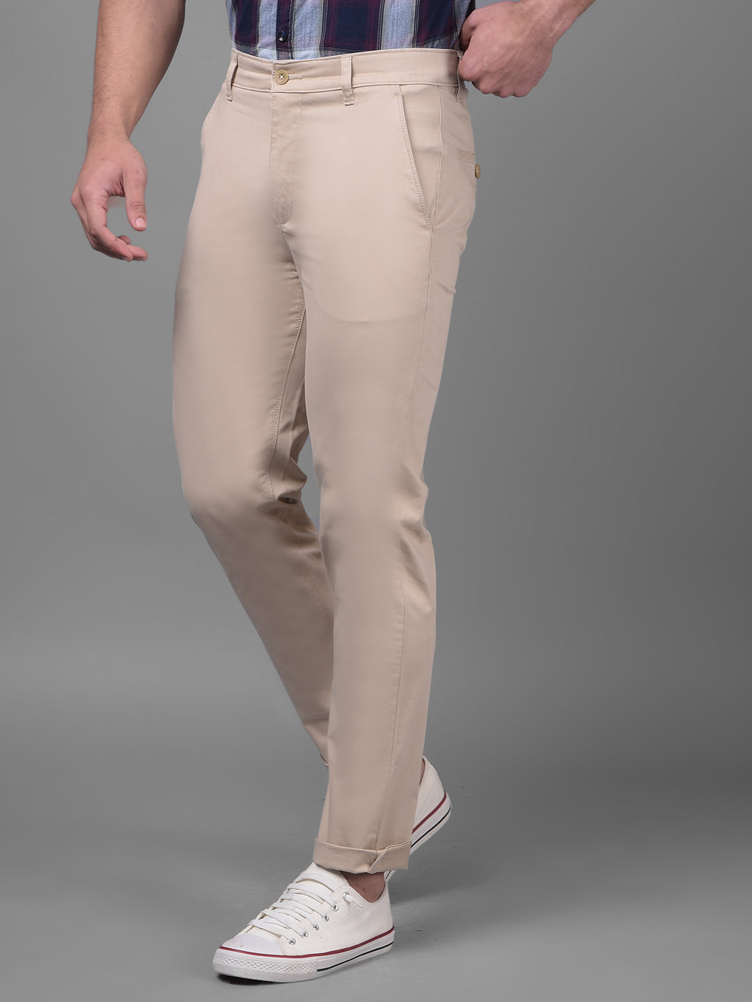 Beige Trousers-Men Trousers-Crimsoune Club