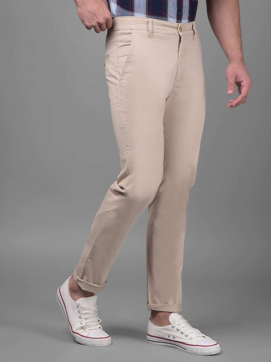 Beige Trousers-Men Trousers-Crimsoune Club