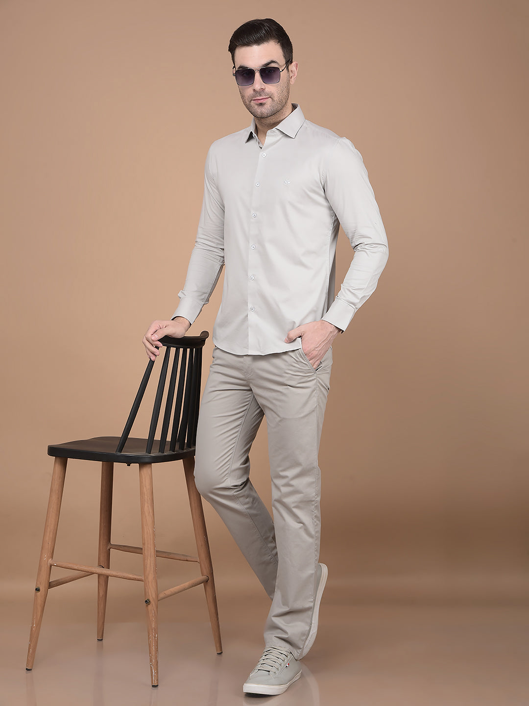 Grey Straight Trousers-Men Trousers-Crimsoune Club