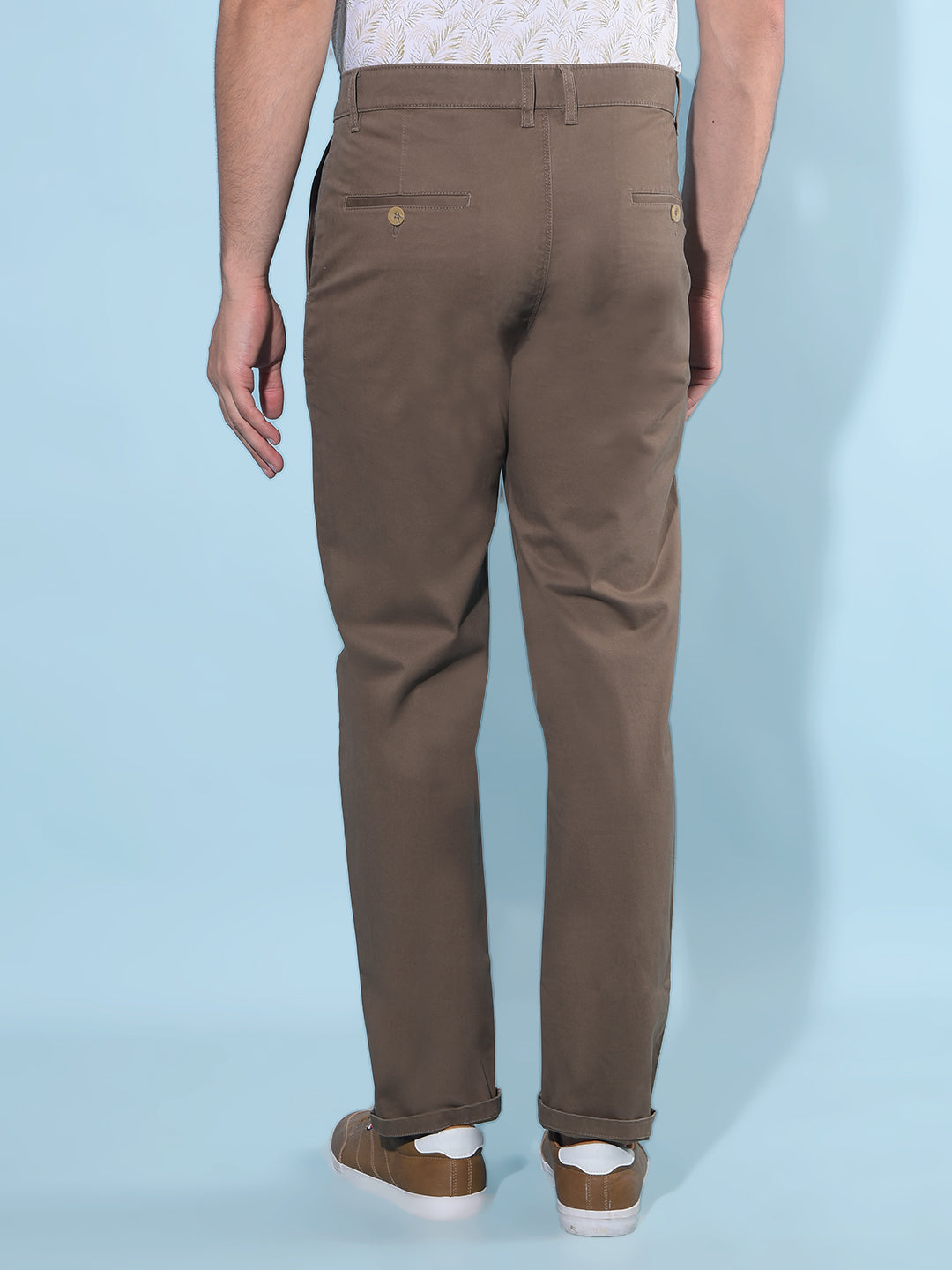 Olive Straight Stretchable Trousers-Men Trousers-Crimsoune Club