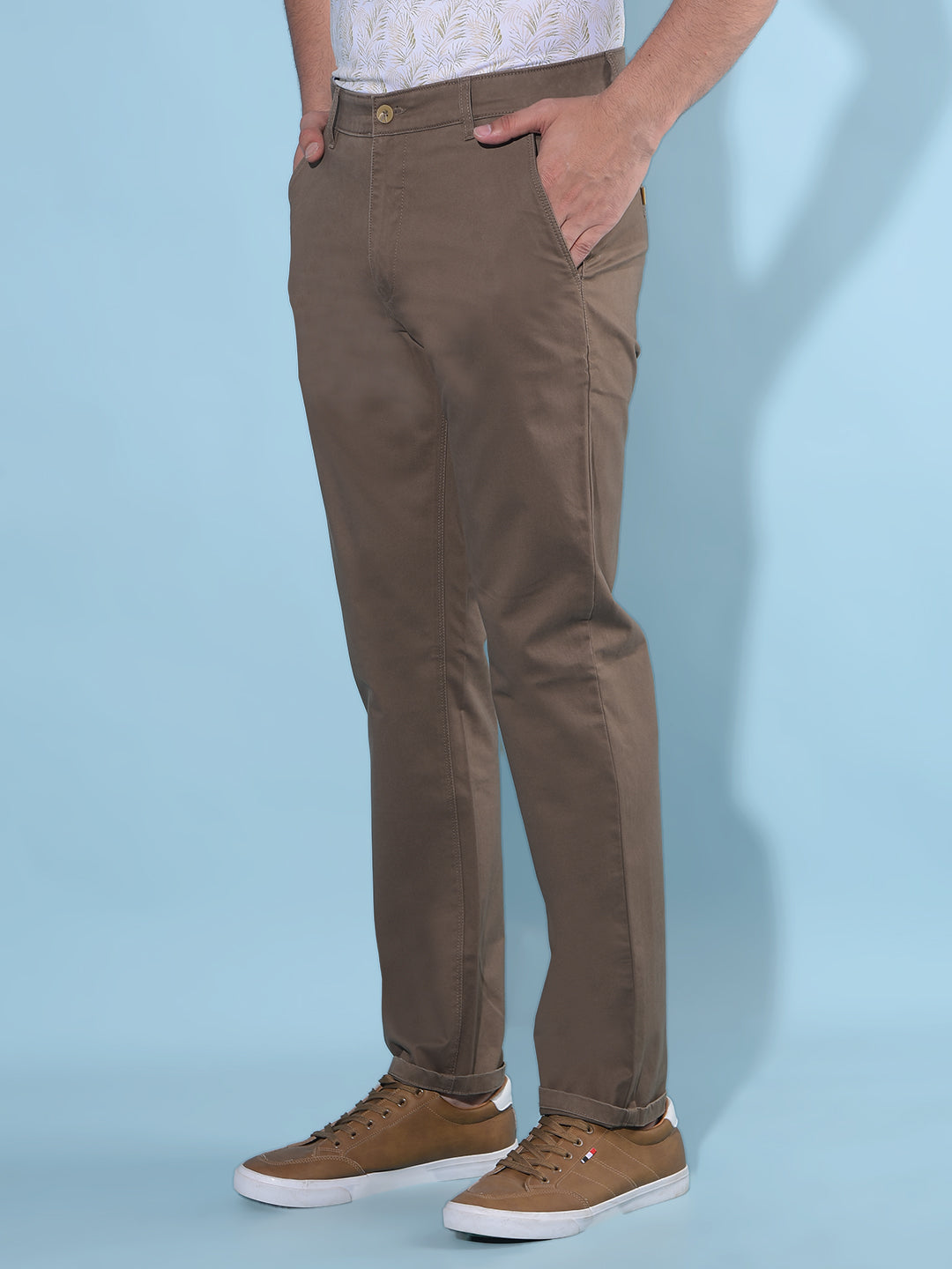 Olive Straight Stretchable Trousers-Men Trousers-Crimsoune Club