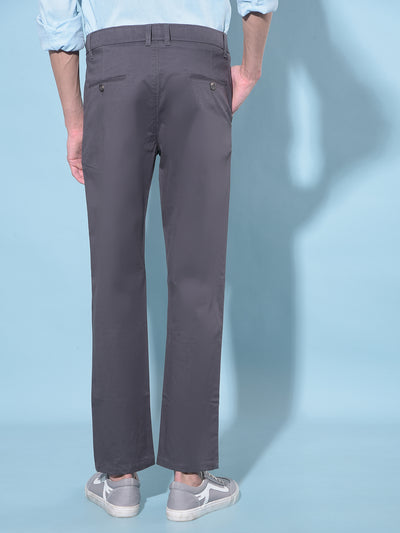 Grey Straight Stretchable Trousers-Men Trousers-Crimsoune Club