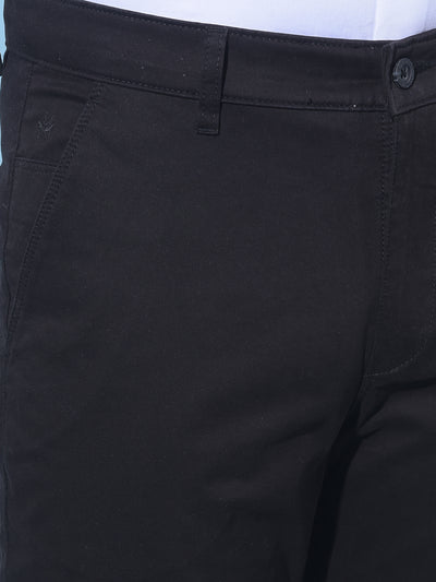 Black Straight Stretchable Trousers-Men Trousers-Crimsoune Club
