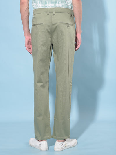 Olive Straight Stretchable Trousers-Men Trousers-Crimsoune Club