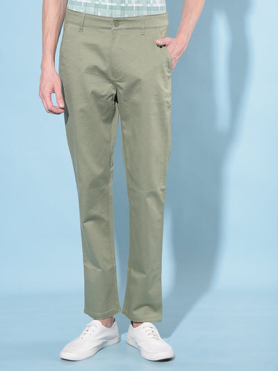 Olive Straight Stretchable Trousers-Men Trousers-Crimsoune Club