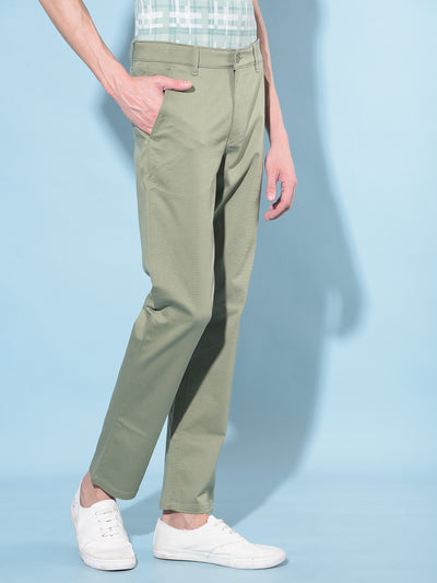 Olive Straight Stretchable Trousers-Men Trousers-Crimsoune Club