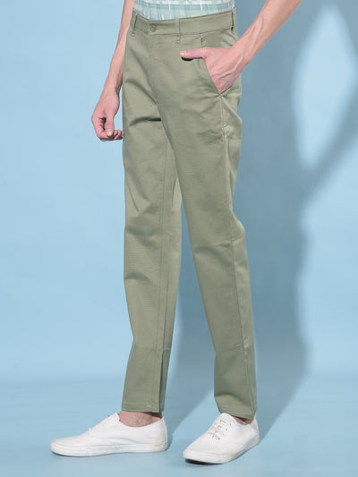 Olive Straight Stretchable Trousers-Men Trousers-Crimsoune Club