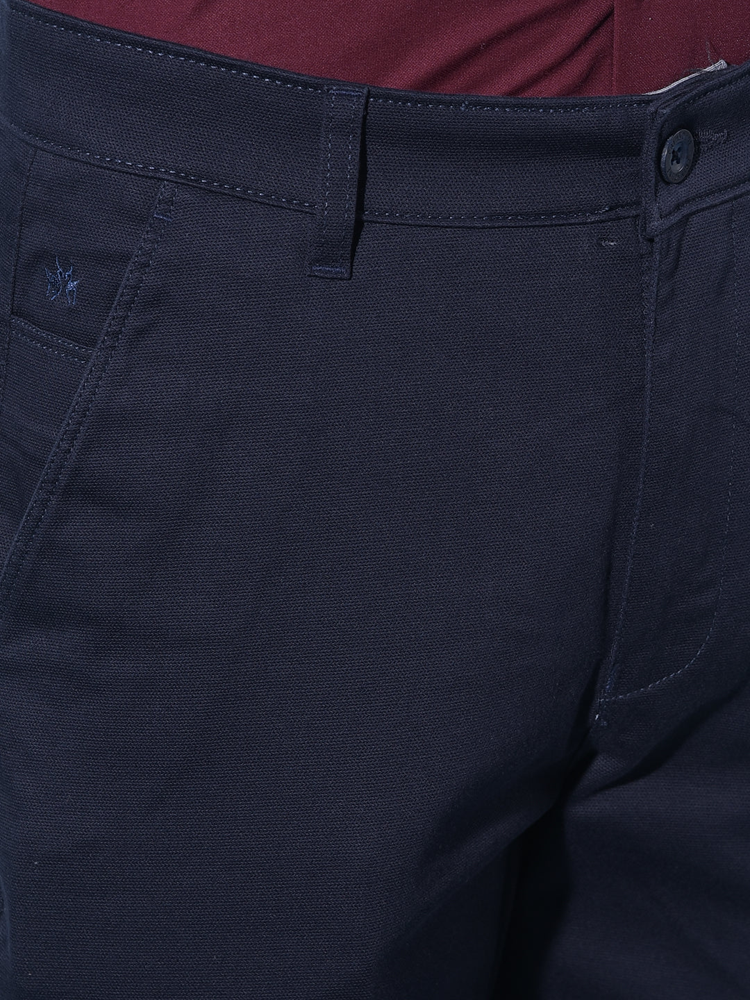 Blue Straight Cotton Trousers-Men Trousers-Crimsoune Club