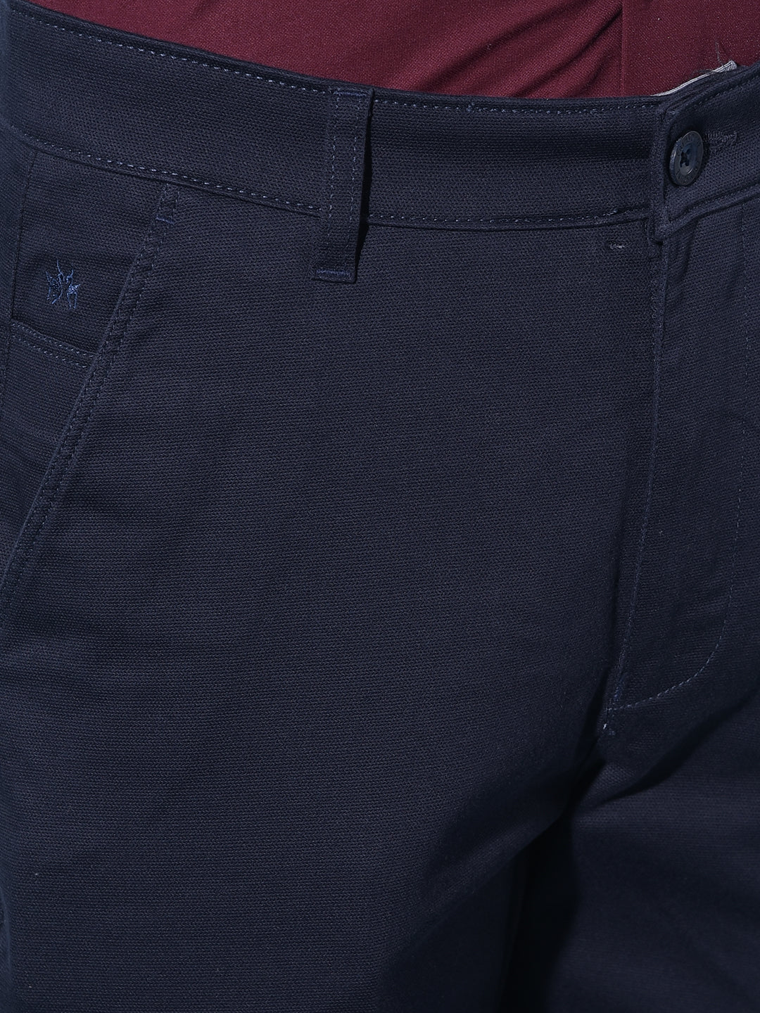 Blue Straight Cotton Trousers-Men Trousers-Crimsoune Club