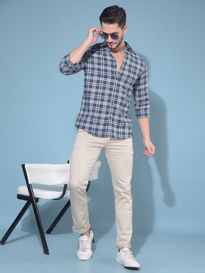 Beige Stretchable Trousers-Men Trousers-Crimsoune Club