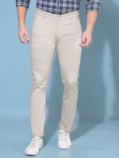 Beige Stretchable Trousers-Men Trousers-Crimsoune Club