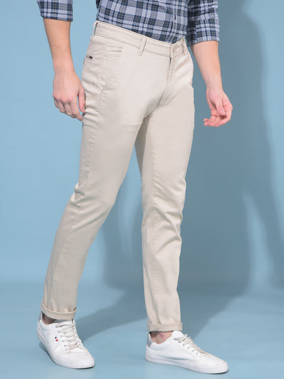 Beige Stretchable Trousers-Men Trousers-Crimsoune Club