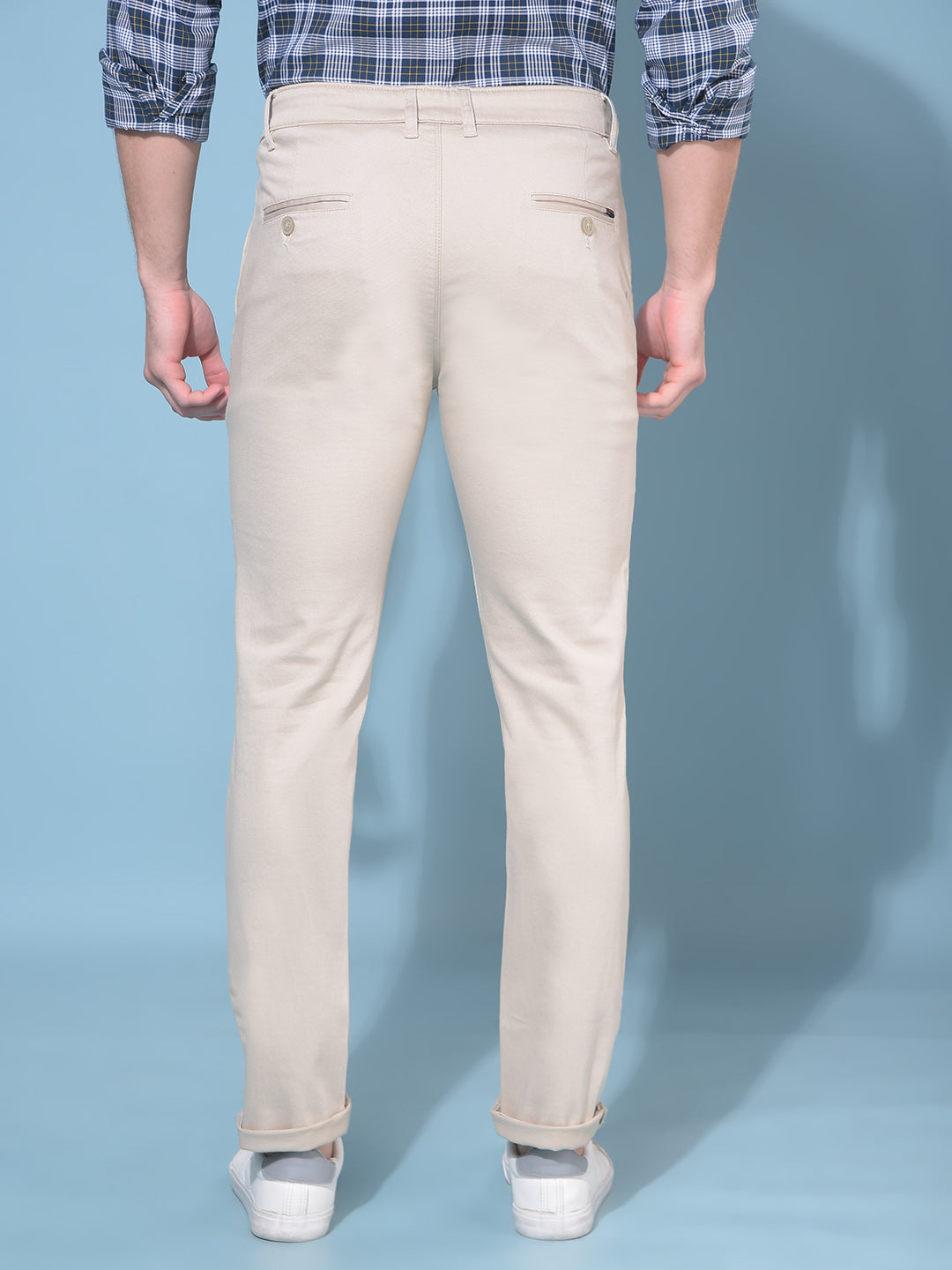 Beige Stretchable Trousers-Men Trousers-Crimsoune Club