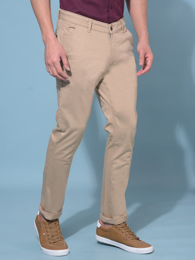 Khaki Stretchable Cotton Trousers-Men Trousers-Crimsoune Club